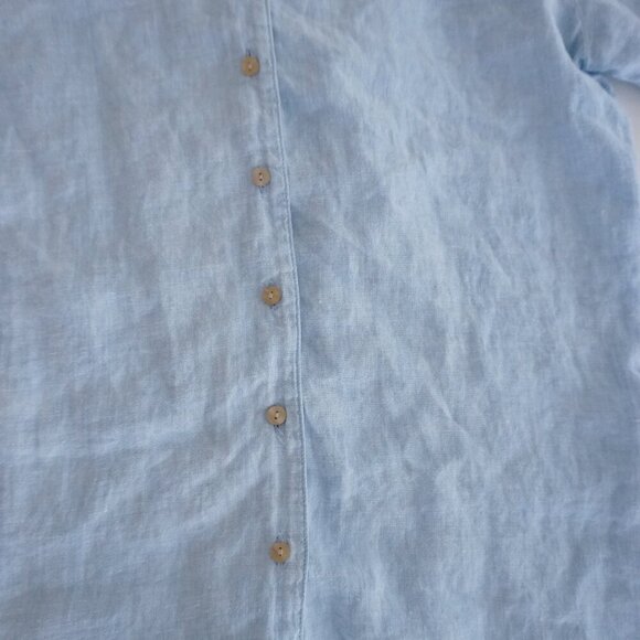 J.Jill Sky Blue 100% Linen Breathable Button Up Long Sleeve Shirt S - Picture 8 of 12